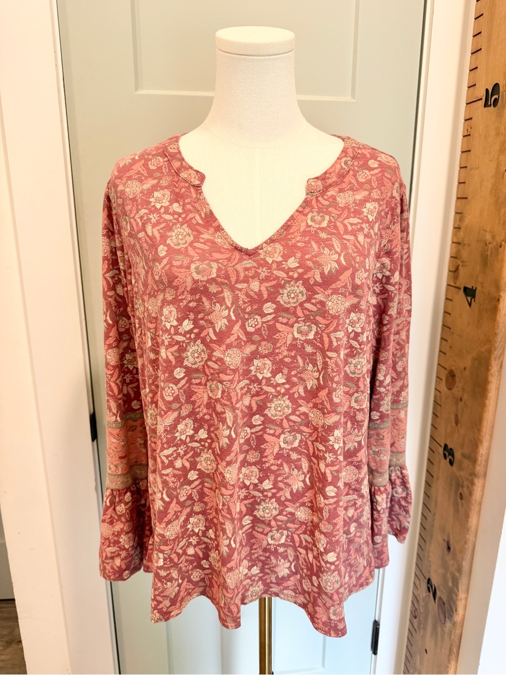 Lucky Brand Top Bell Sleeve XL Boho Cowgirl Western